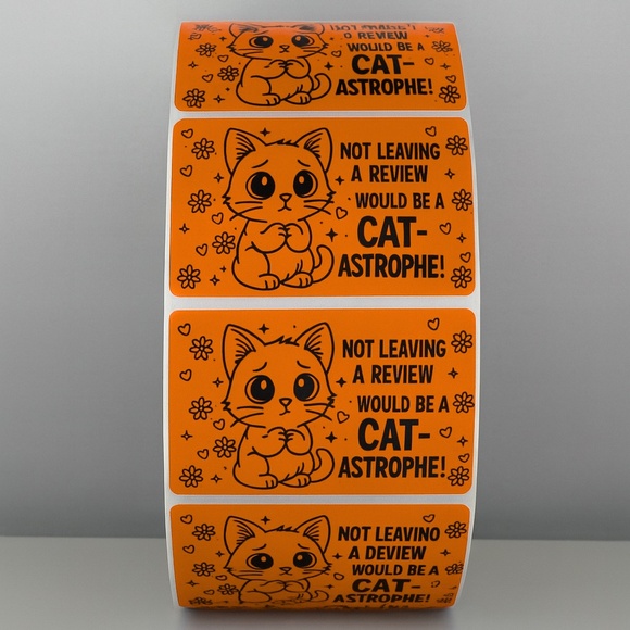 Cat Review Stickers – Cute Not Leaving a Review Would Be a Catastrophe Labels - Picture 7 of 11